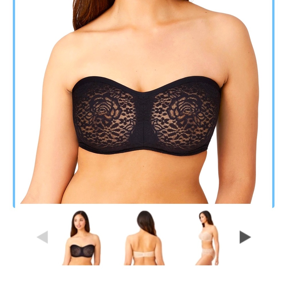 Wacosl 34 DDD Black Strapless Mesh Stretch Bra